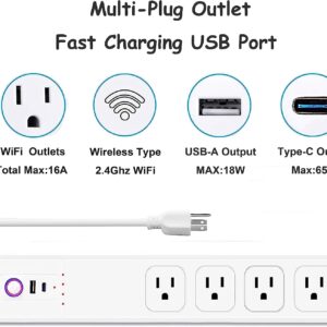 Zauzau ZigBee Smart Surge Protector Power Strips with 4 Individually switches USB Charger 16A 3000W Compatible with Alexa Google Home Philips HUE SmartThings Hub Required cETL Listed FCC Certified