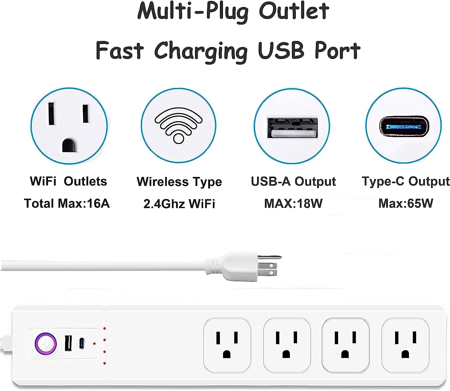 Zauzau ZigBee Smart Surge Protector Power Strips with 4 Individually switches USB Charger 16A 3000W Compatible with Alexa Google Home Philips HUE SmartThings Hub Required cETL Listed FCC Certified