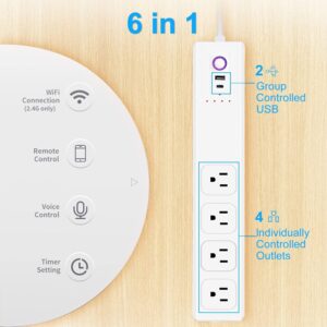 Zauzau ZigBee Smart Surge Protector Power Strips with 4 Individually switches USB Charger 16A 3000W Compatible with Alexa Google Home Philips HUE SmartThings Hub Required cETL Listed FCC Certified