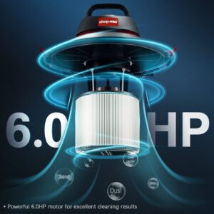 Shop-Vac 8 Gallon 6.0 Peak HP Wet/Dry Vacuum+High Performance 90304/90344 Cartridge Filter