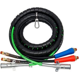 autsurles 12ft 3 in 1 trailer air line hose wrap assembly with 7 way electrical cable abs & power air line for semi truck trailer tractor