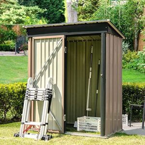 5x3 ft storage shed outdoor metal tool garden shed with single lockable door, metal garden shed waterproof and anti-rust tool storage shed for backyard patio lawn