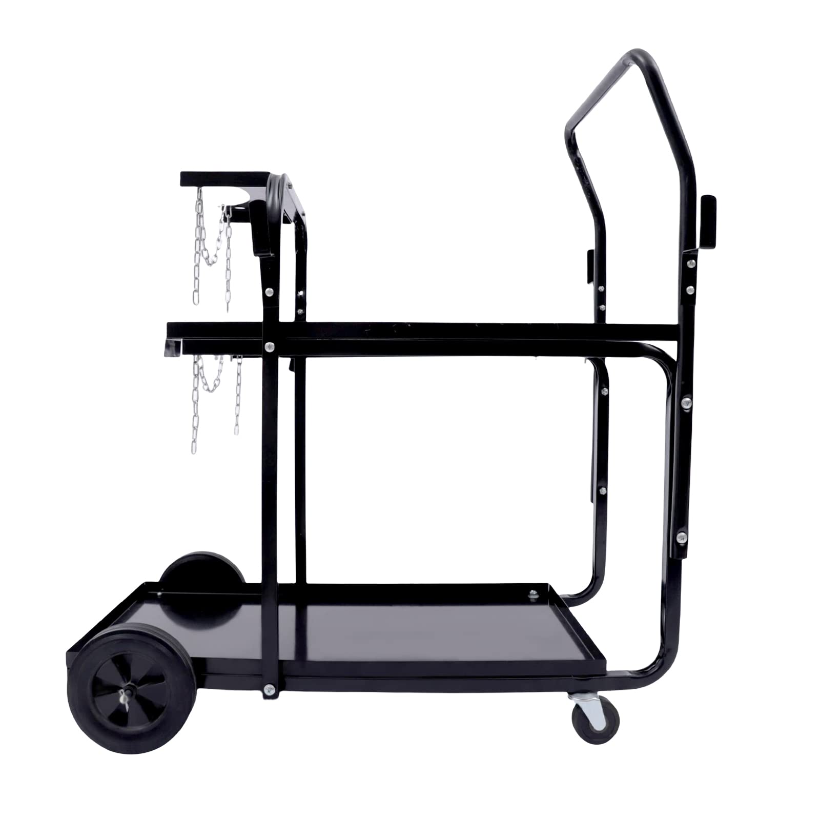 2-Tier Welding Cart Portable Rolling Welding Cart Trolley Workshop Organizer,Heavy Duty MIG TIG ARC Welder Plasma Cutter Cart with Gas Cylinders Storage and Safety Chains,175lbs Capacity