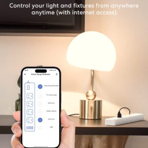 meross Smart Plug Power Strip, WiFi Flat Outlet 15A Compatible with Apple HomeKit, Siri, Alexa, Google Assistant & SmartThings, with 4 AC Outlets & 4 USB Ports, 6 Feet Surge Protector Extender