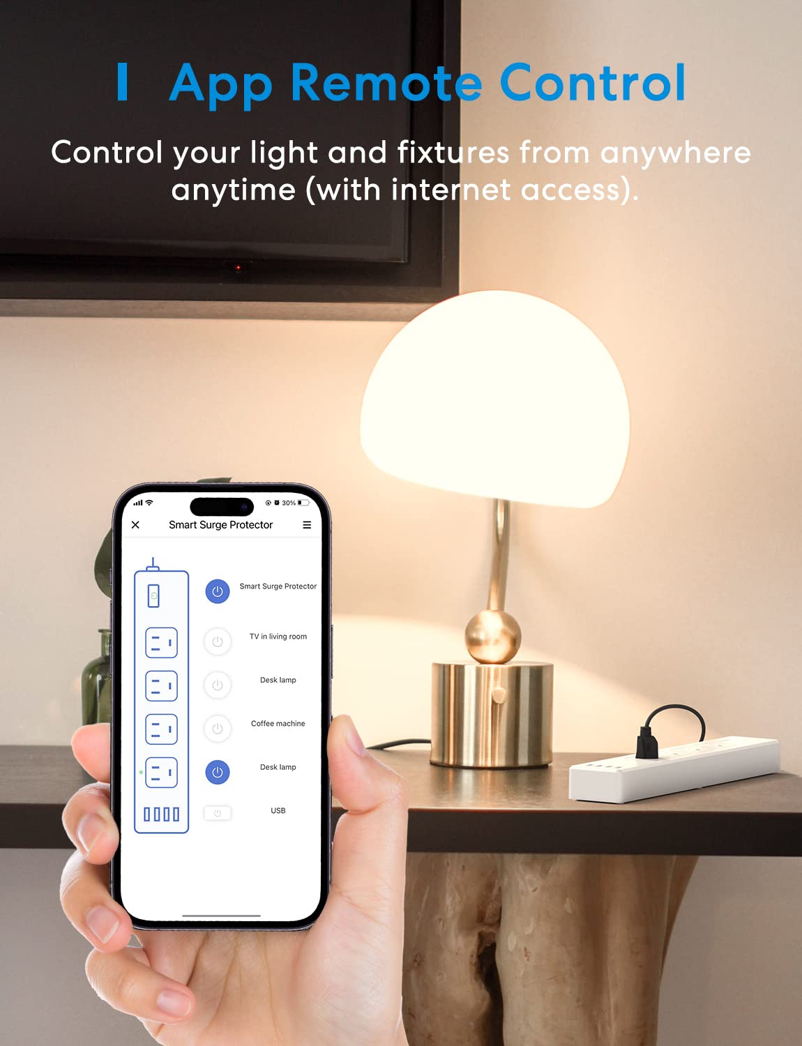 meross Smart Plug Power Strip, WiFi Flat Outlet 15A Compatible with Apple HomeKit, Siri, Alexa, Google Assistant & SmartThings, with 4 AC Outlets & 4 USB Ports, 6 Feet Surge Protector Extender