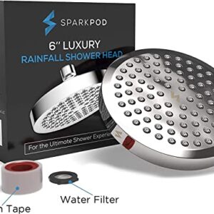 SparkPod Chrome High-Pressure Rain Shower Head + Matching 9" Shower Arm with Flange - 1-min Installation