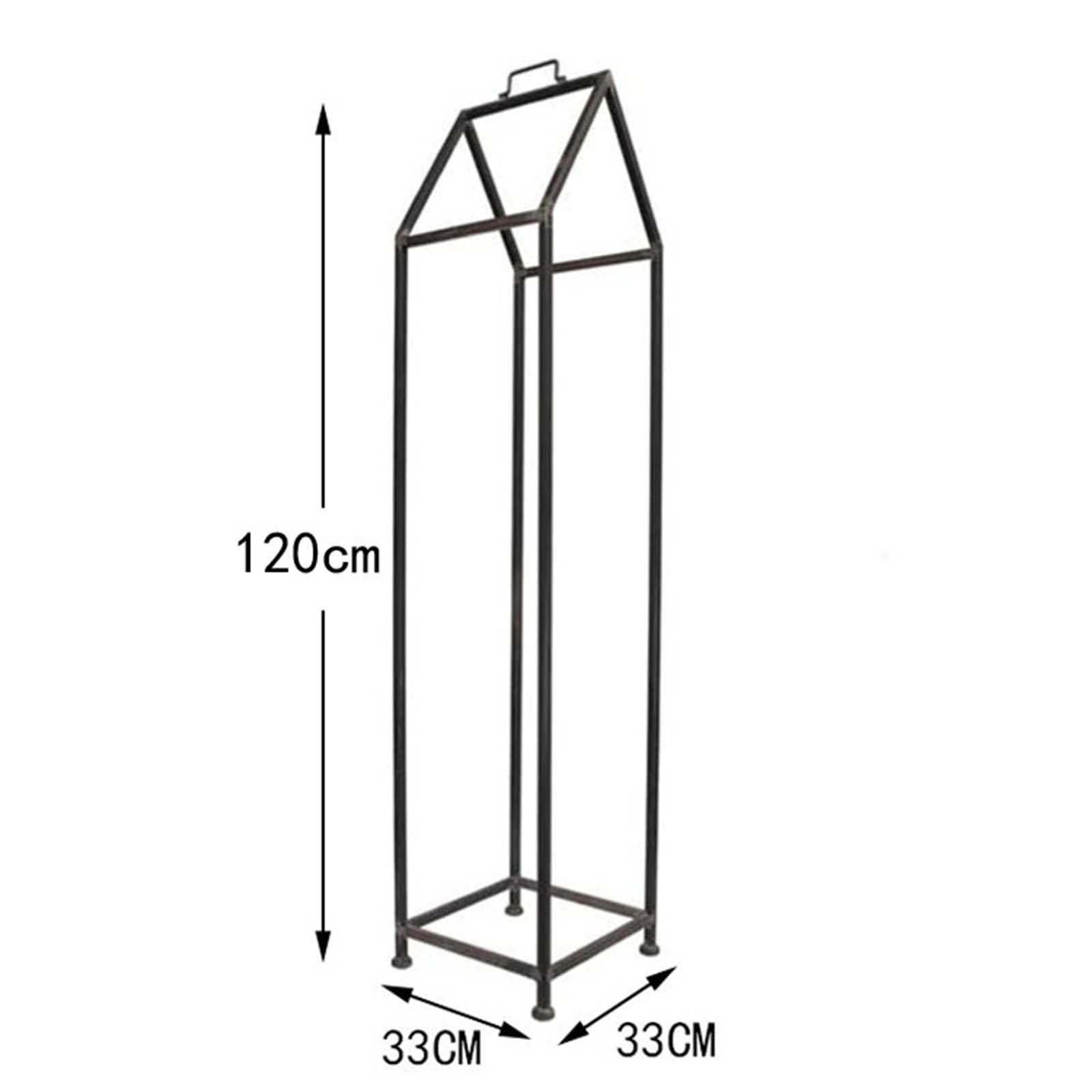 Decorative House-shaped Modern Firewood Rack, Tall Log Stacking Aid for In-and Outdoor Use, Metal Log Rack with Handle