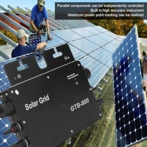 Therj 800W Micro Inverter, Automatic Identification Solar Grid Tie Microinverter DC to AC, WiFi Control Self Cooling 120/230V Automatic Identification Power Solar Inverters for Roof Outdoor(Black)