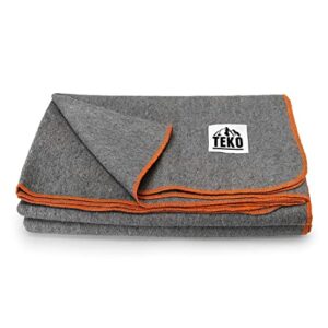 teko 80% wool blanket - 64" x 90", military wool blanket, warm & thick army blanket- 4.5 lbs. – gray
