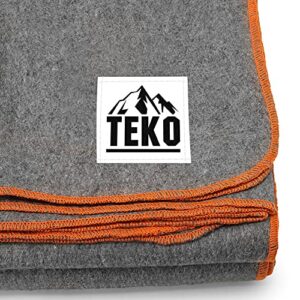 TEKO 80% Wool Blanket - 64" x 90", Military Wool Blanket, Warm & Thick Army Blanket- 4.5 lbs. – Gray