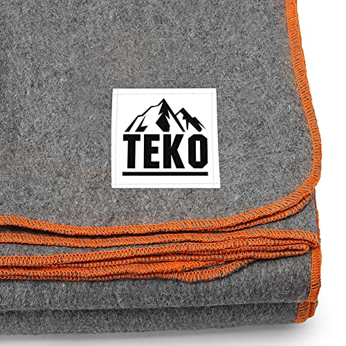 TEKO 80% Wool Blanket - 64" x 90", Military Wool Blanket, Warm & Thick Army Blanket- 4.5 lbs. – Gray