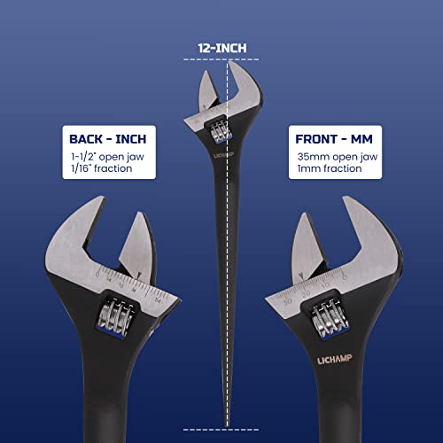 Lichamp 3pcs Spud Wrench Set, Include 12 inch Spud Wrench, 3/8" x 1/2" Dual Head Ratchet Spud Wrench and 3/4" x 7/8" Dual Socket Scaffold Wrench