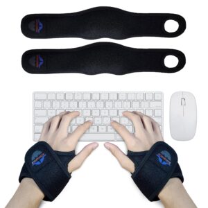 expoprox-wearable wrist rest pads, 2 pc. set, ergonomic mouse and keyboard support cushions to reduce joint stress, tension, and carpal tunnel pain, adjustable fit with padded comfort