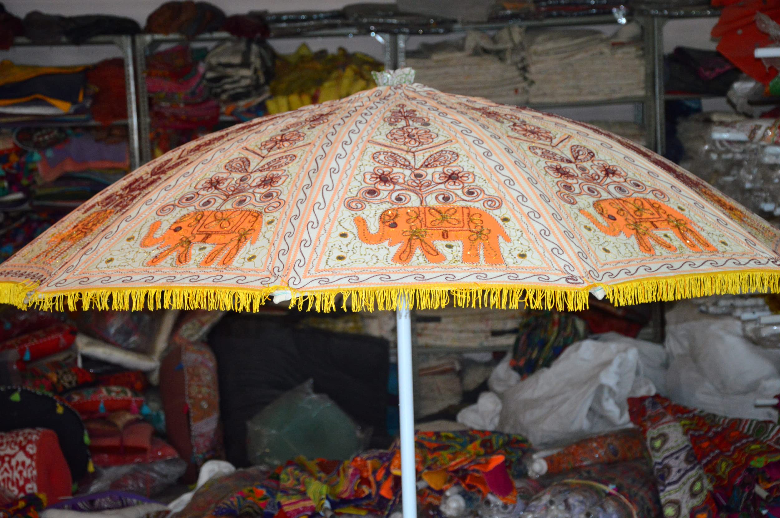 Garden beach patio umbrella parasol sun shade protection-Garden Umbrella Parasol Large, Handmade Large Outdoor, large garden umbrellas outdoor Diameter: 228 cm (Orange Elephant Design)