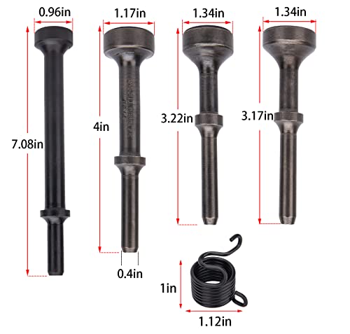 Smoothing Air Hammer Bits Set, 5Pcs Smoothing Air Hammer Tool Kit Air Hammer Accessories Extended Length Pneumatic Chisel Bits with Spring, by ZMCYNG