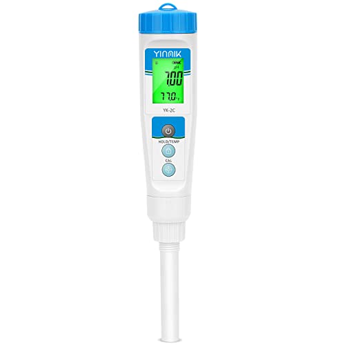 YINMIK pH Meter with Flat Surface Electrode to Measure pH of Liquids Semi-Solids e.g. Hydroponic Nutrient, Wort in Beer Brewing, Lotions and Creams Cosmetic, Durable Tester with Protective Sensor Cap