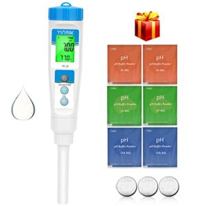 YINMIK pH Meter with Flat Surface Electrode to Measure pH of Liquids Semi-Solids e.g. Hydroponic Nutrient, Wort in Beer Brewing, Lotions and Creams Cosmetic, Durable Tester with Protective Sensor Cap