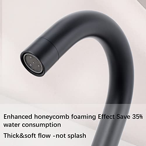 KZH Black Bathroom Faucet for Sink 3 Hole, Widespread Bathroom Sink Faucet,8 inch 2 Handle Basin Faucet Mixer Taps with Water Supply Lines & Pop Up Drain