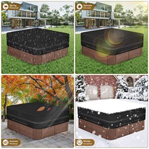 WRANZGAO Square Hot Tub Cover ，Heavy Duty 600D Polyester SPA Cover for Hot Tub，Outdoor Waterproof Hot Tub Cover，Windproof SPA Cover 85"(L) x 85"(W) x 20"(H), Black