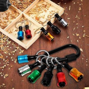 LUEXBOX 1/4 Inch Bit Holder Keychain, Hex Screwdriver Bits Holder Extension Bar, Quick Change Screw Bit Holder for Most Electric, Hand-held Screwdrivers and Drill Bits(6 PCS)