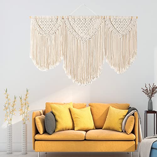 InMalla Large Macrame Wall Hanging Wide Boho Macrame Wall Hanging Decor Art Home Chic Decoration 43 * 32inch (Wall Hanging - Gold Coast)