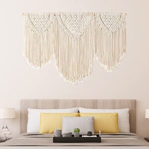 InMalla Large Macrame Wall Hanging Wide Boho Macrame Wall Hanging Decor Art Home Chic Decoration 43 * 32inch (Wall Hanging - Gold Coast)