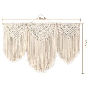 InMalla Large Macrame Wall Hanging Wide Boho Macrame Wall Hanging Decor Art Home Chic Decoration 43 * 32inch (Wall Hanging - Gold Coast)