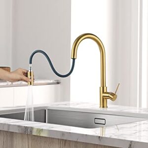 AguaStella AS60BG Brushed Gold Pull Down Kitchen Faucet and ASD52BG Brushed Gold Deck Plate Combination