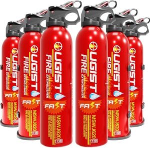ougist 6 pcs fire extinguisher with mount - 4 in-1 fire extinguishers for the house, portable car fire extinguisher, water-based fire extinguishers(620ml)