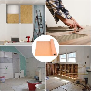 YZprism Waterproof Membrane 430 Sq Ft 20 mils Thick 3.3 x 131' Tile Underlayment Shower Membrane PE Fabric 0.5 mm for Shower Walls, Bathroom Floors, Sauna Room, Roof Large Area Waterproofing Orange