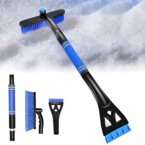 snow brush for car, holdpeak 31.5“ extendable snow brush and snow car scraper, car snow removal shovel retractable with foam handle design for vehicles, snow mover for car windshield