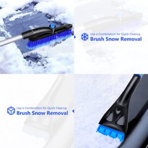 Snow Brush for Car, HOLDPEAK 31.5“ Extendable Snow Brush and Snow Car Scraper, Car Snow Removal Shovel Retractable with Foam Handle Design for Vehicles, Snow Mover for Car Windshield