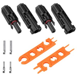 geosiry 4pcs 10awg solar connectors, 2 pairs 10 gauge solar panel connectors male/female with wrenches (10awg, 2 pair)