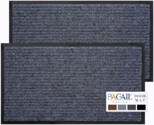 bagail basics door mat 2-pack, doormat entryway mats front porch doormats, non-slip dirt-resistant entrance mat, easy clean and durable - 30 x 17 inches, steel gray