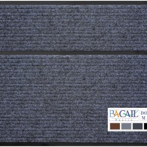 BAGAIL BASICS Door Mat 2-Pack, Doormat Entryway Mats Front Porch Doormats, Non-Slip Dirt-Resistant Entrance Mat, Easy Clean and Durable - 30 x 17 inches, Steel Gray