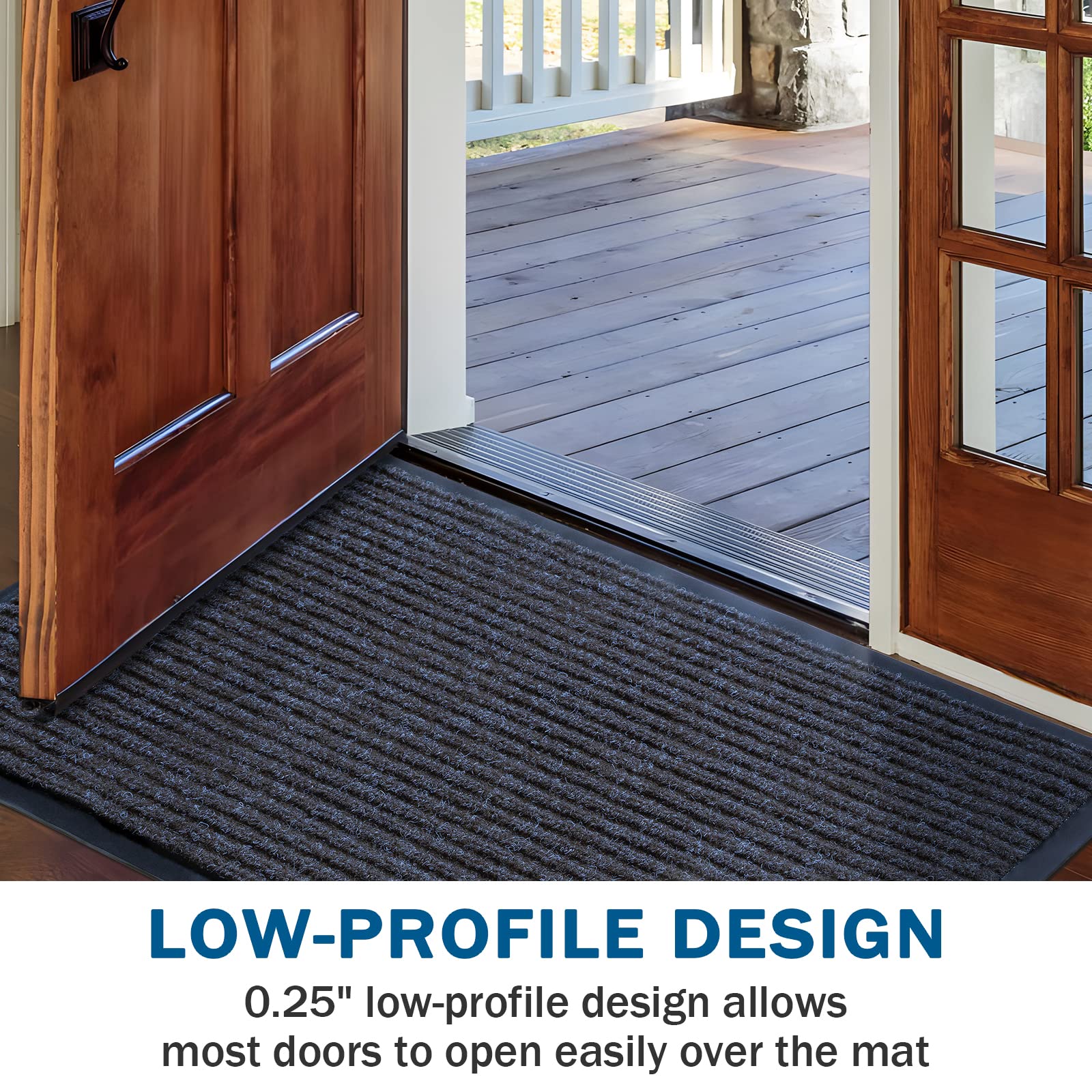 BAGAIL BASICS Door Mat 2-Pack, Doormat Entryway Mats Front Porch Doormats, Non-Slip Dirt-Resistant Entrance Mat, Easy Clean and Durable - 30 x 17 inches, Steel Gray