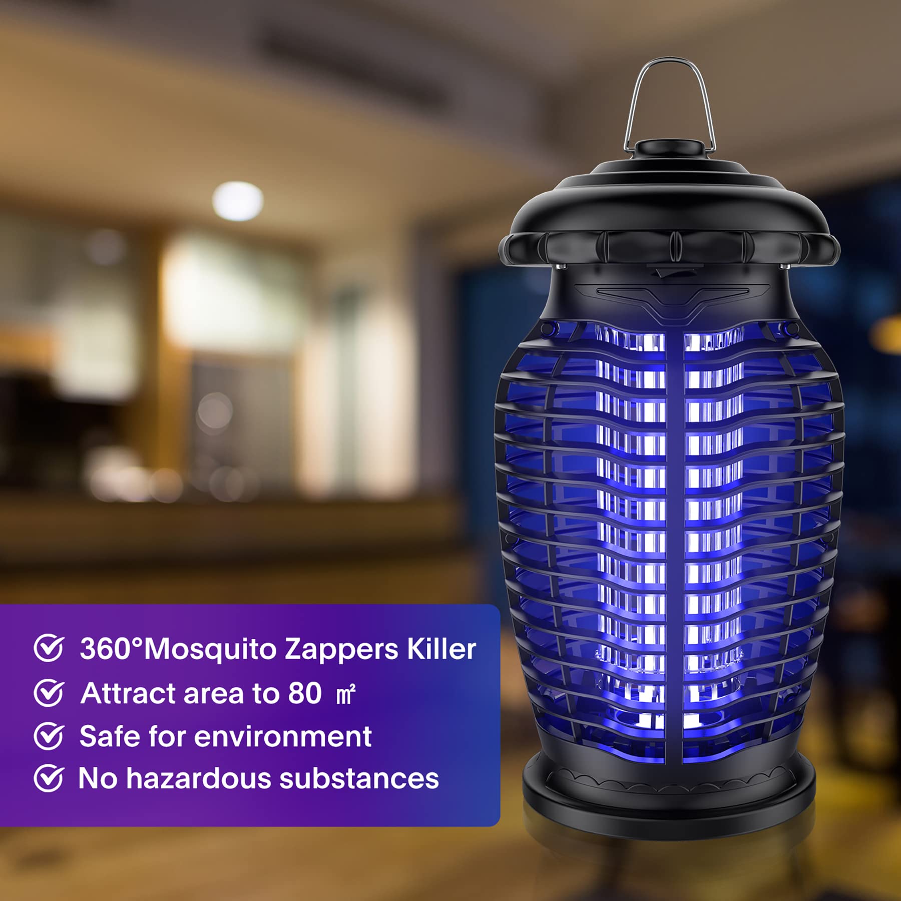 Bug Zapper - Mosquito Trap - Gnat Killer Insect Fly Zappers,Electronic Insect Killer for Home Backyard Patio