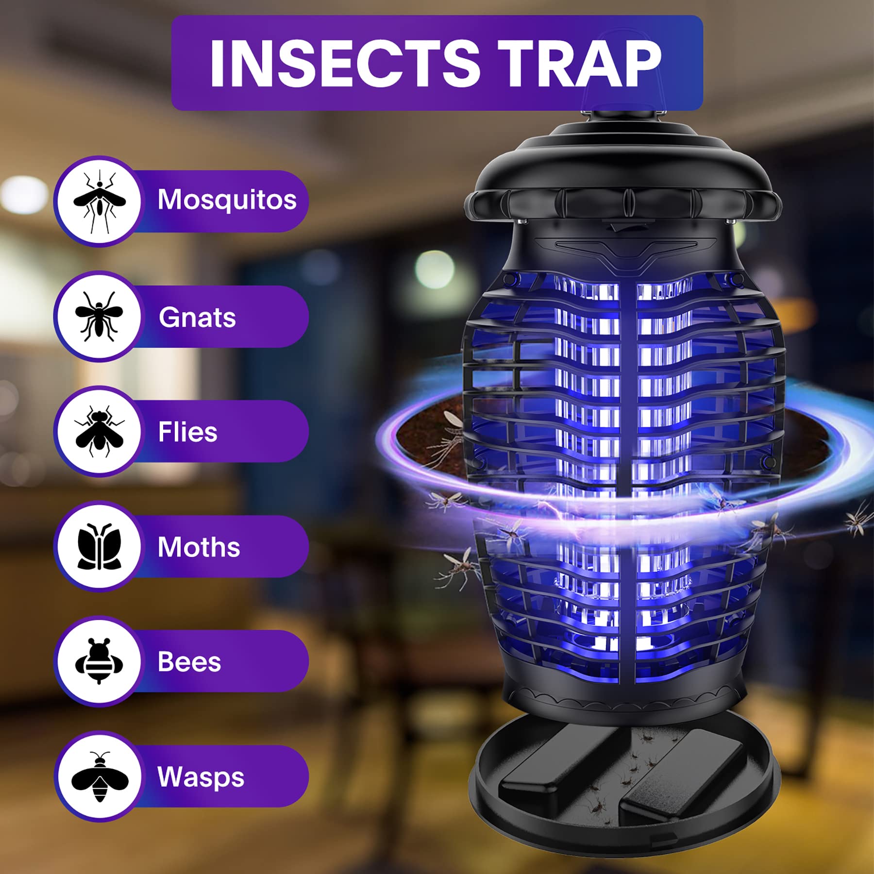 Bug Zapper - Mosquito Trap - Gnat Killer Insect Fly Zappers,Electronic Insect Killer for Home Backyard Patio