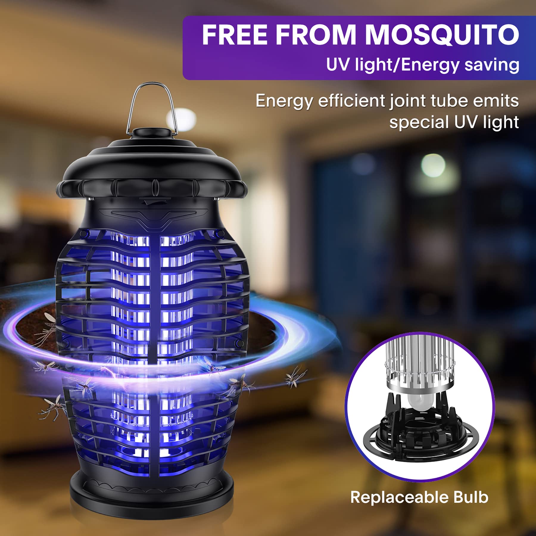 Bug Zapper - Mosquito Trap - Gnat Killer Insect Fly Zappers,Electronic Insect Killer for Home Backyard Patio