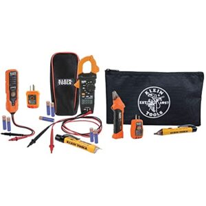klein tools electrical test kit bundle with clamp meter, circuit breaker finder and voltage testers