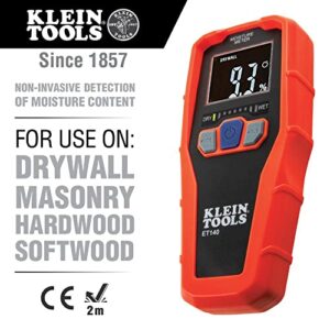 Klein Tools IR5 Dual Laser 12:1 Infrared Thermometer & ET140 Pinless Moisture Meter for Non-Destructive Moisture Detection in Drywall, Wood, and Masonry; Detects up to 3/4-Inch Below Surface