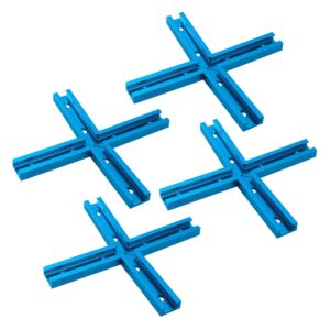 powertec 71609-p4 3" t-track intersection kit with predrilled mounting holes, 4 sets, for universal t track, aluminum t track accessories for woodworking jigs and fixtures