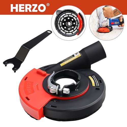 HERZO Surface Grinding Dust Shroud for Angle Grinder, Universal 4.5"/5" + Diamond grinding cup wheel 5 inch