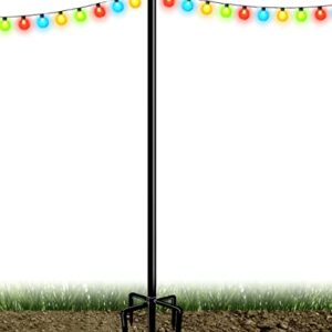 Queension 10FT Plug Floor String Light Poles for Outdoor String Lights for Garden, Backyard, Patio Lighting Stand for Parties, Bistro & Weddings, 1 Pack