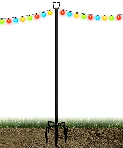 Queension 10FT Plug Floor String Light Poles for Outdoor String Lights for Garden, Backyard, Patio Lighting Stand for Parties, Bistro & Weddings, 1 Pack