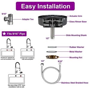 Cup Washer for Sink, Decyam Upgraded Glass Rinser for Kitchen Sink, Stainless Steel Faucet Cup Rinser Sink Attachment - Seconds Quick Rinser, Cup Cleaner, Glass Washer, Sink Baby Bottle Washer…