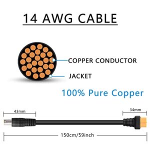 PNGKNYOCN DC 8mm to XT60 Power Cable 14AWG DC 7909 Male to XT60 Female Adapter Cable for Solar Panel Portable Power Station Solar Generator（1.5M/4.9Ft）