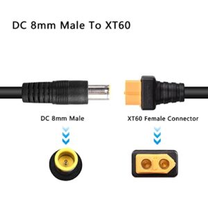 PNGKNYOCN DC 8mm to XT60 Power Cable 14AWG DC 7909 Male to XT60 Female Adapter Cable for Solar Panel Portable Power Station Solar Generator（1.5M/4.9Ft）