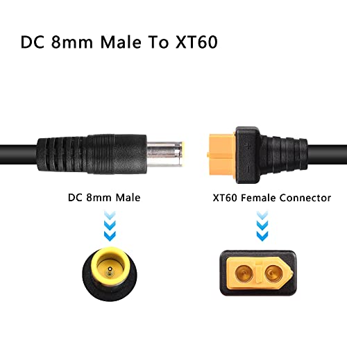 PNGKNYOCN DC 8mm to XT60 Power Cable 14AWG DC 7909 Male to XT60 Female Adapter Cable for Solar Panel Portable Power Station Solar Generator（1.5M/4.9Ft）