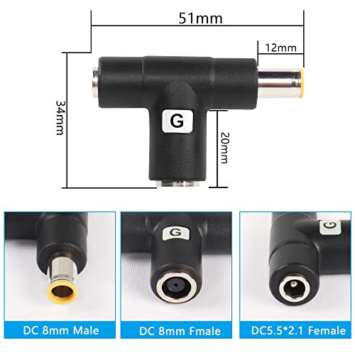 PNGKNYOCN DC 8mm Y Branch Adapter,DC 7909 Male to DC 7909 Female and DC 5521 Splitter for Solar Panel RV Portable Power Station Solar Generator and More（2-Pack）